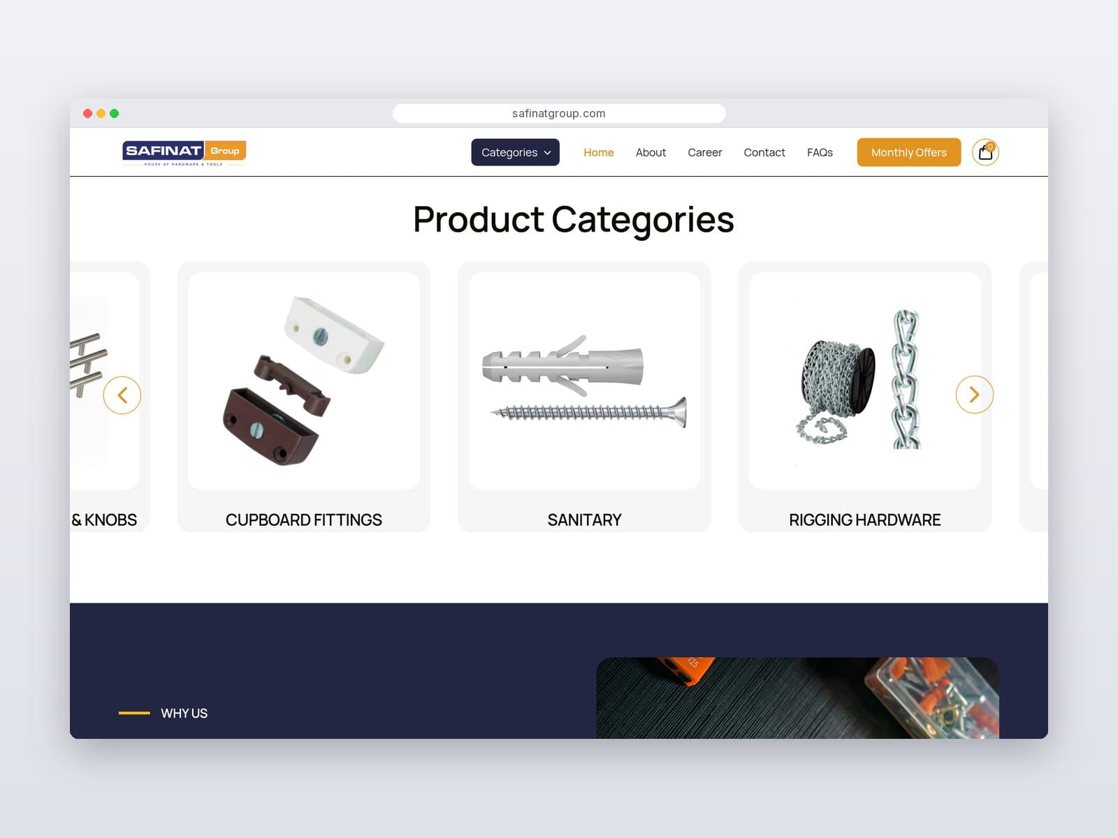 Product categories carousel on desktop