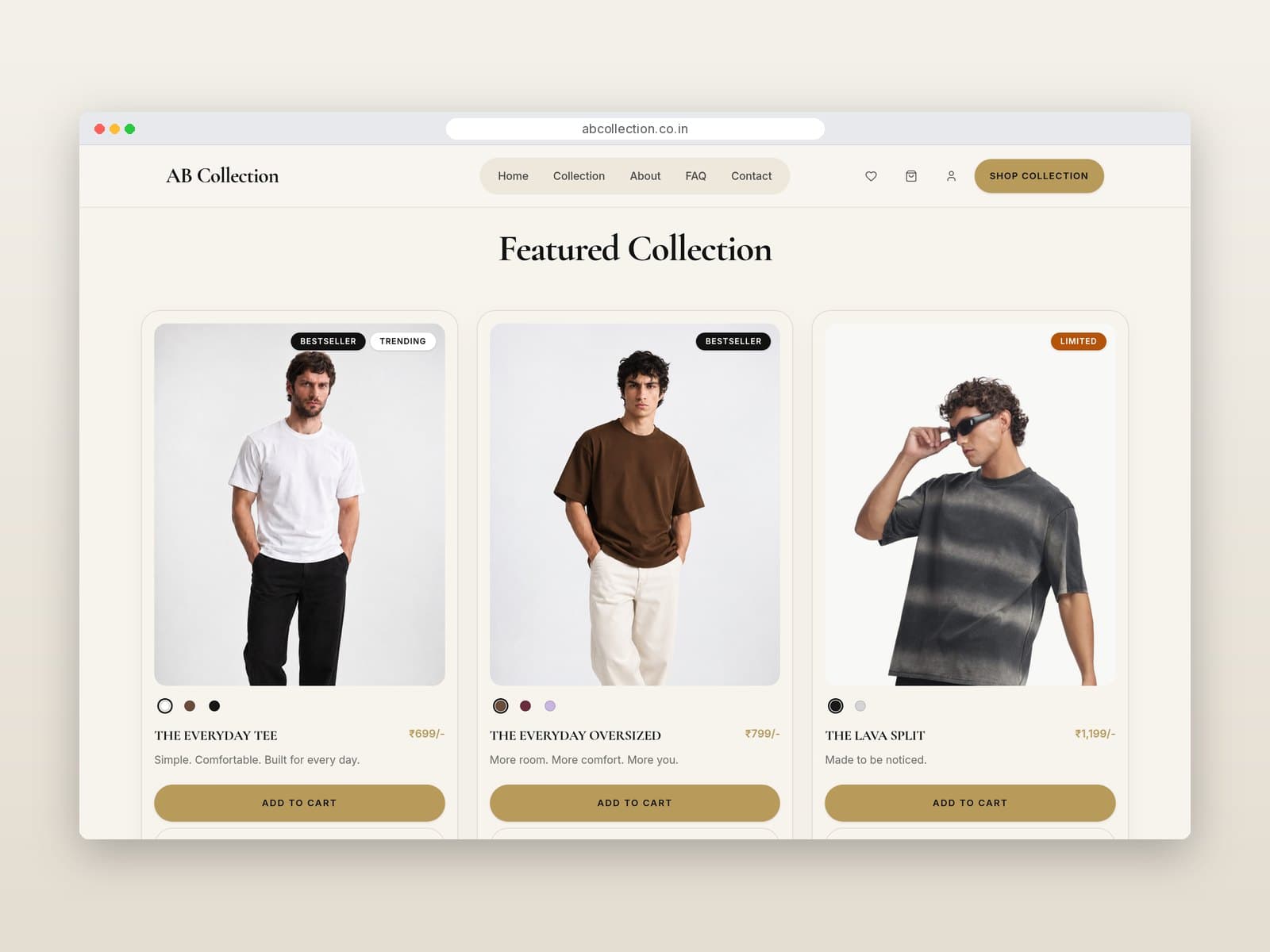 Featured Collection product cards on desktop