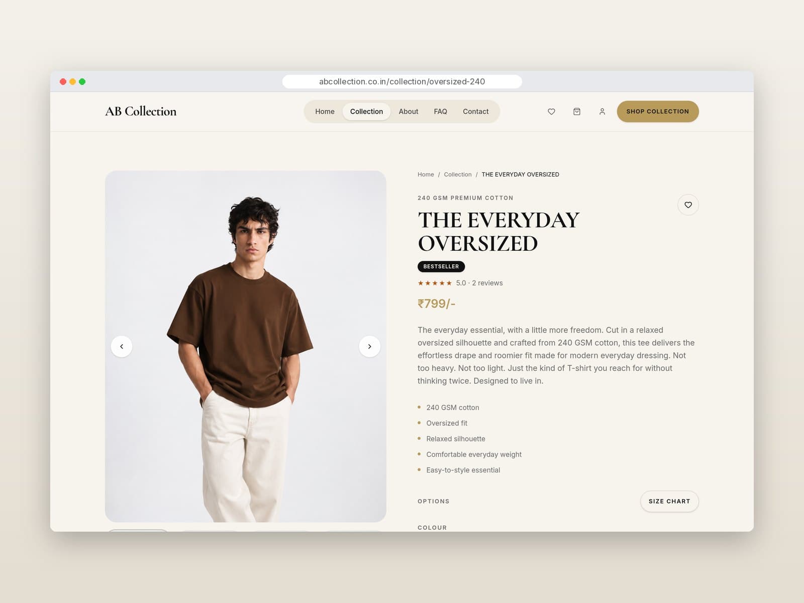 Product page for The Everyday Oversized