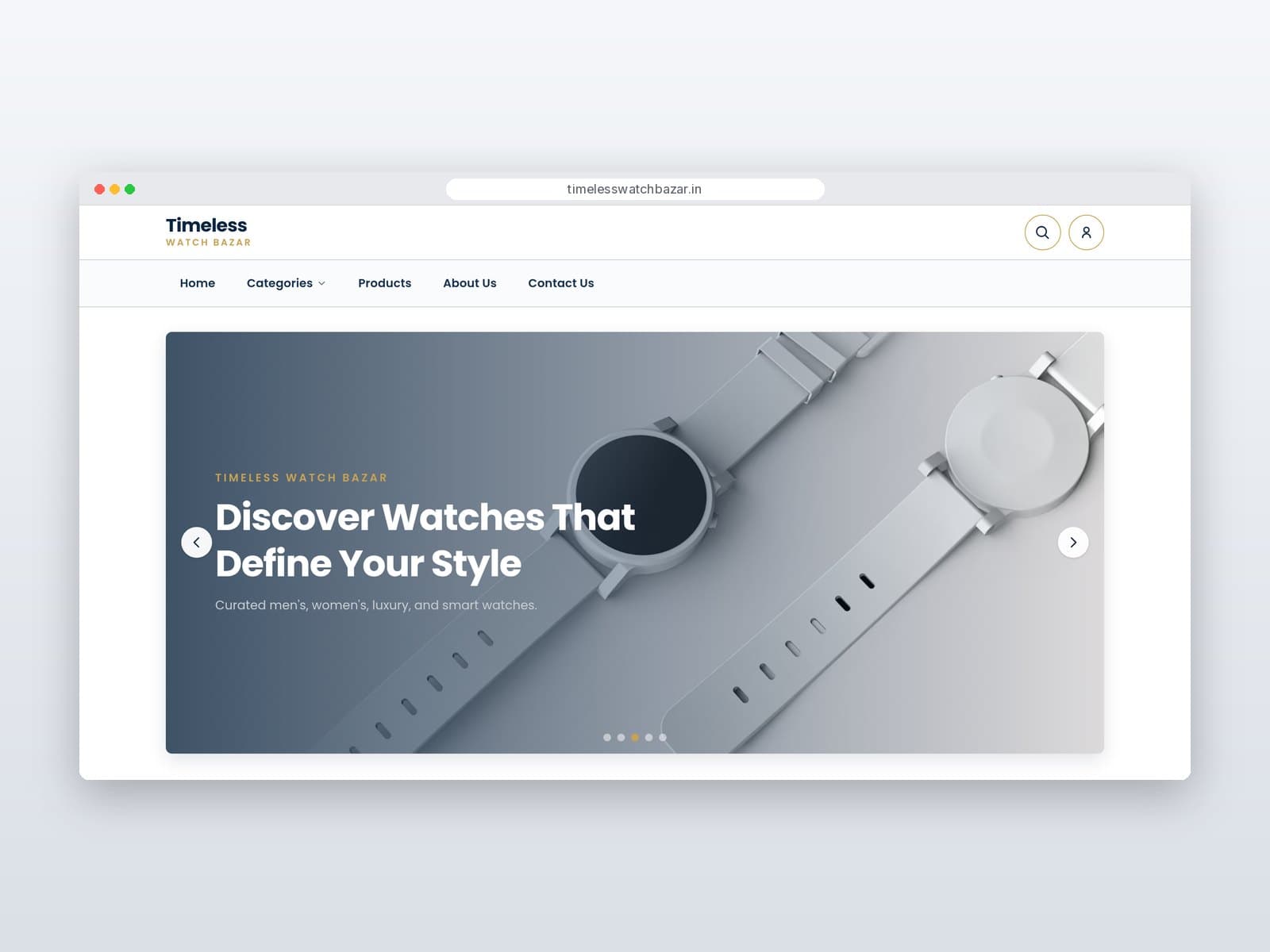 Homepage hero banner with two smartwatches