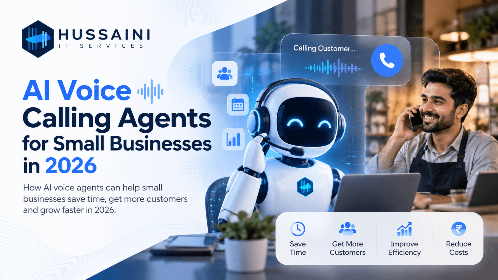 Modern professional workspace suggesting AI phone and voice calling technology for small business lead generation